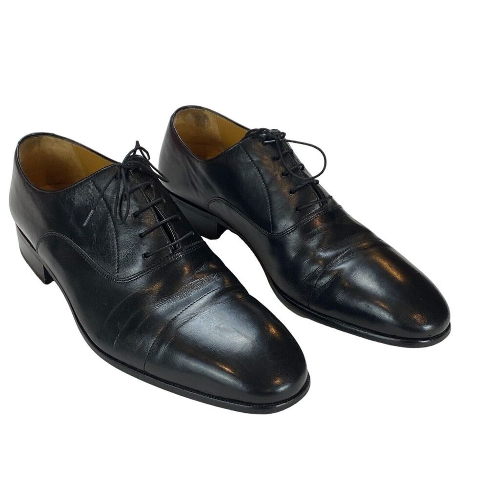 Massimo Emporio Mens Black Leather Cap Toe Oxford Dress Shoes 6739 EU 46 US 12